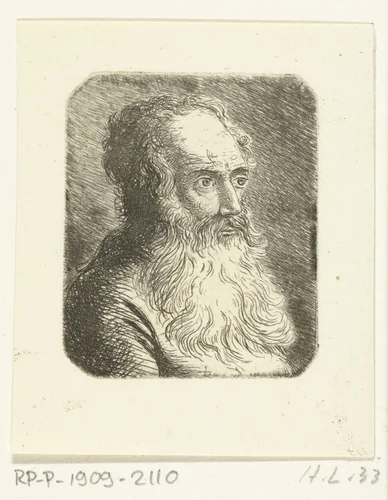 Portretbuste van een oude man met baard by Ernst Willem Jan Bagelaar, print, 1798-1837