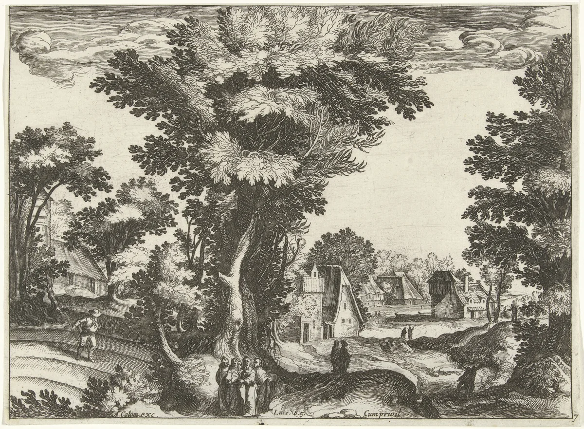Landschap met de gelijkenis van de zaaier by Simon Frisius, print, 1651-1658