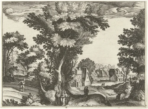 Landschap met de gelijkenis van de zaaier by Simon Frisius, print, 1651-1658