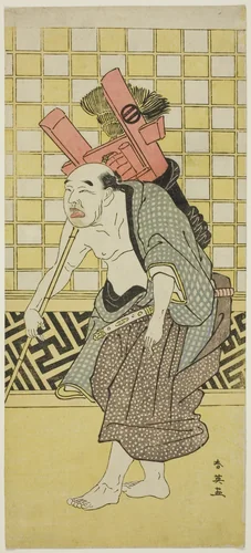 Actor Asao Tamejûrô I as Drunken Gotôbei in “Yoshitsune’s Koshigoe Petition” (“Yoshitsune Koshigoe jô”) by Katsukawa Shun'ei (勝川春英), print, 1785-1795