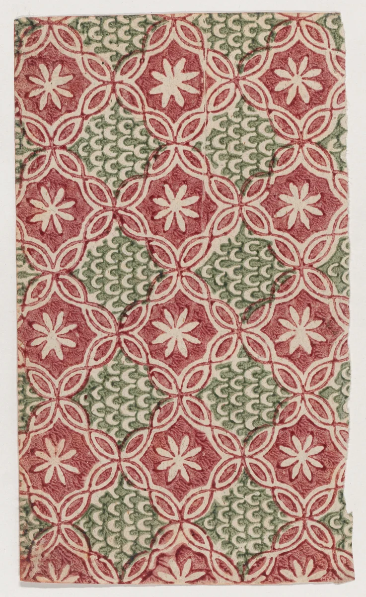 Sheet with overall floral and U shaped patterns by anonymous, print, 1800-1900