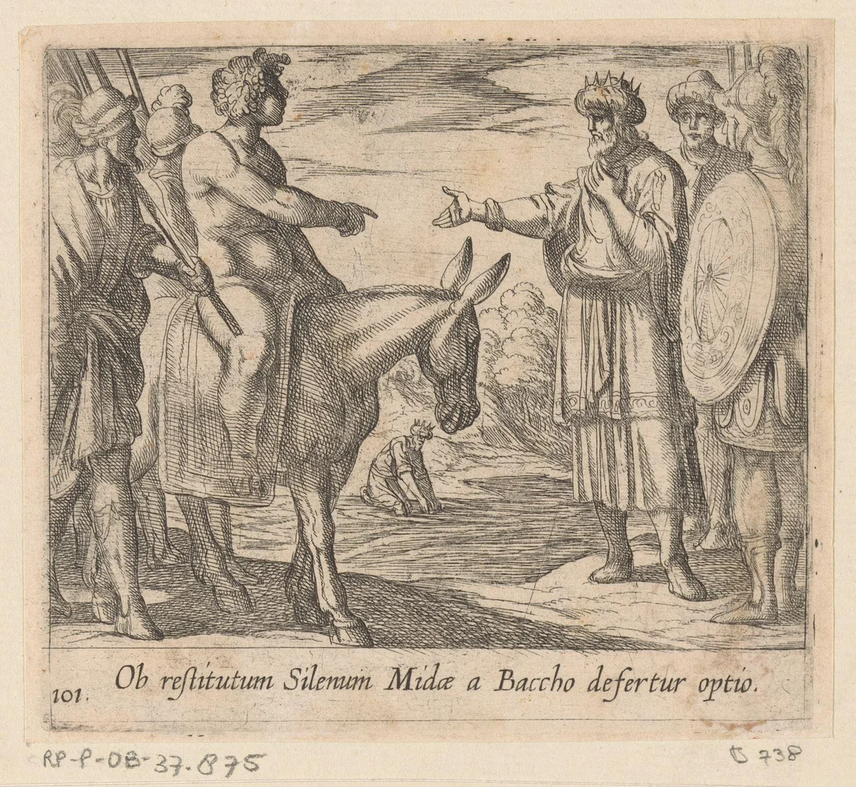 Bacchus staat de wens van Midas toe by Antonio Tempesta, print, 1606