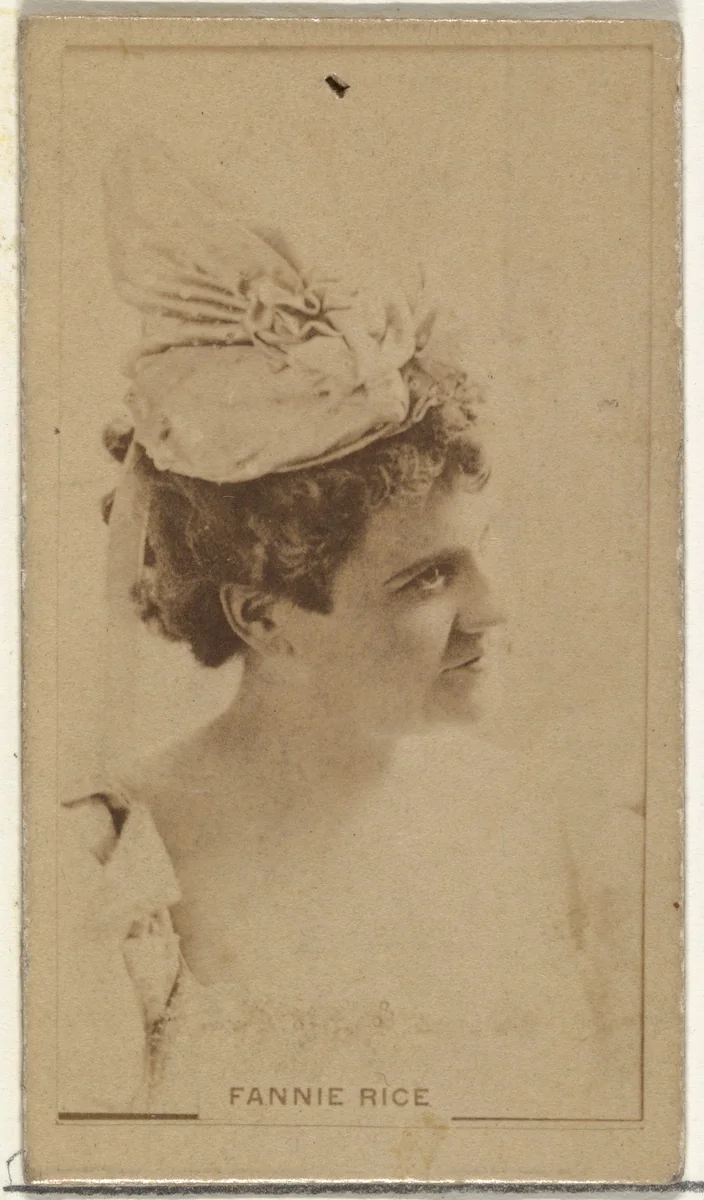 Fannie Rice, from the Actors and Actresses series (N145-8) issued by Duke Sons & Co. to promote Duke Cigarettes by W. Duke, Sons & Co., photograph, 1890-1895