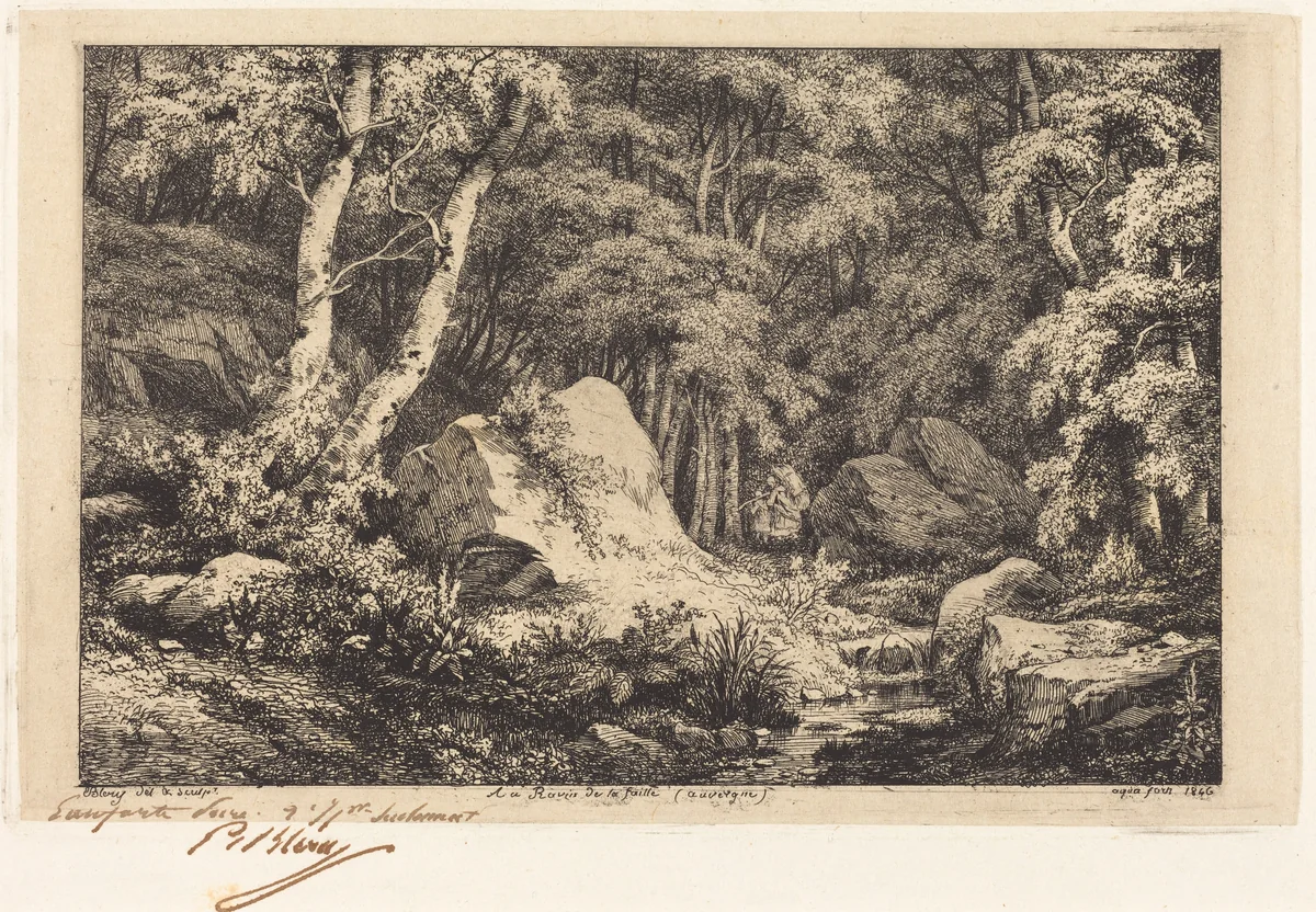 Au ravin de la faille, Auvergne (The Ravine at Auvergne) by Eugène Bléry, print, 1846