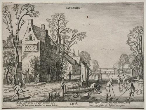 The Twelve Months: January by Jan van de Velde, print, 1608-1618