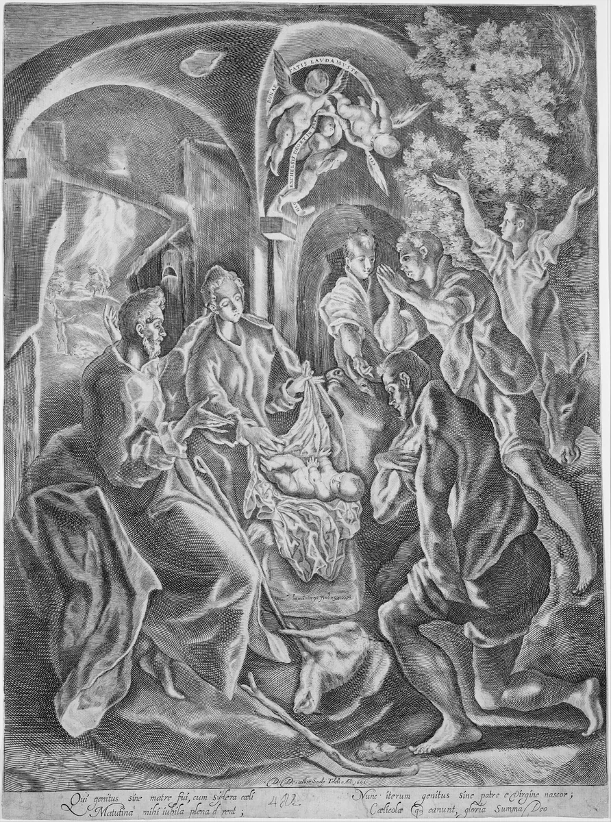 The adoration of the shepherds by Diego de Astor, print, 1605
