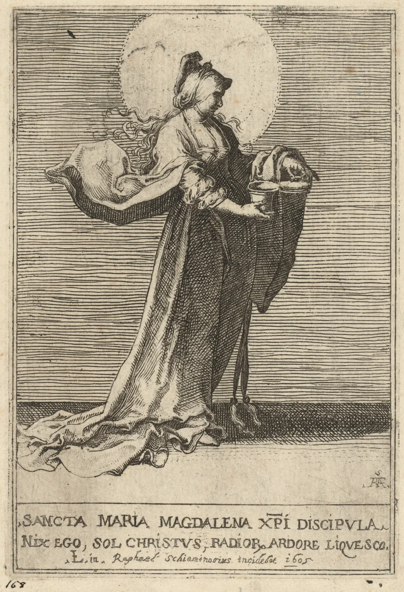 Saint Mary Magdalene by Raffaello Schiaminossi; Lucas van Leyden, print, 1605