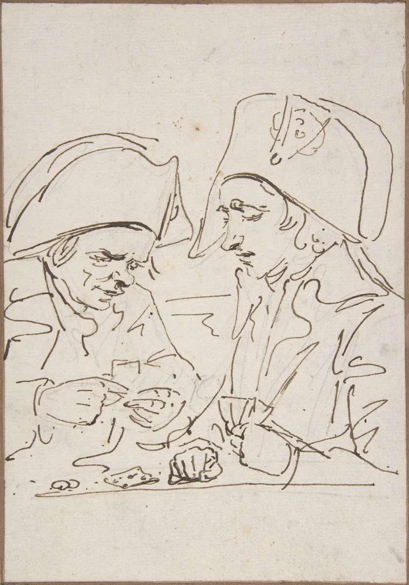 Replacements in the Parisian Guard Playing Cards in 1795 by Dominique Vivant Denon, drawing, 1790-1800