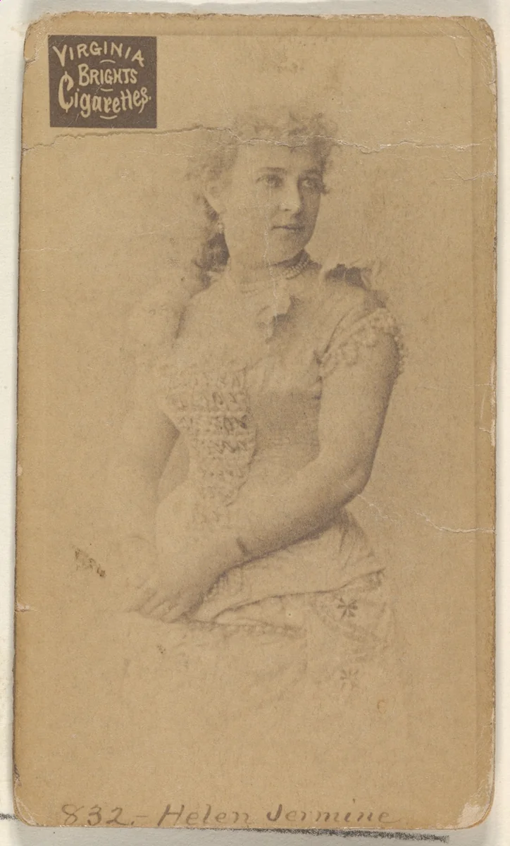 Card 832, Helen Jermine, from the Actors and Actresses series (N45, Type 2) for Virginia Brights Cigarettes by Allen & Ginter, photograph, 1885-1891