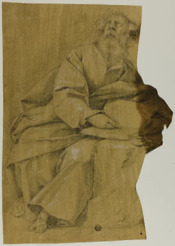 Evangelist Writing at Desk by Domenico Fiasella, drawing, 1600-1669