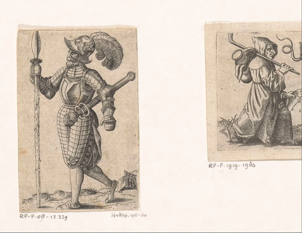 Soldaat met een piek en een zwaard by Unknown, print, 1559