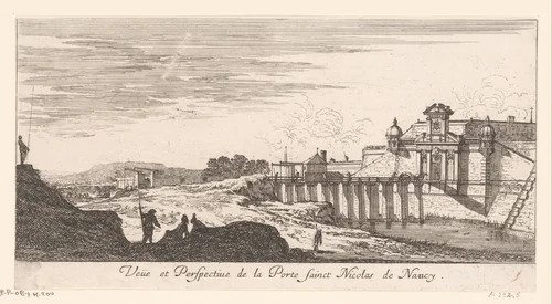 Gezicht op de poort van Sint Nicolaas in Nancy by Israël Silvestre, print, 1650