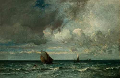 Barks Fleeing Before the Storm by Jules Dupré, painting, 1865-1875