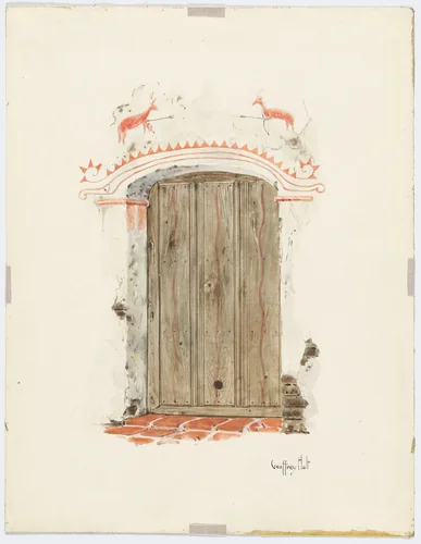 Restoration Drawing: Facade of Mission House by Geoffrey Holt, index of american design, 1937