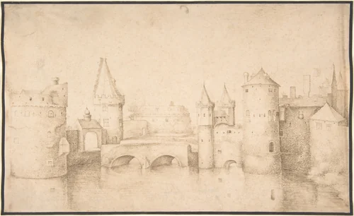Walls, Towers, and Gates of Amsterdam by Jacob Savery, drawing, 1585-1603