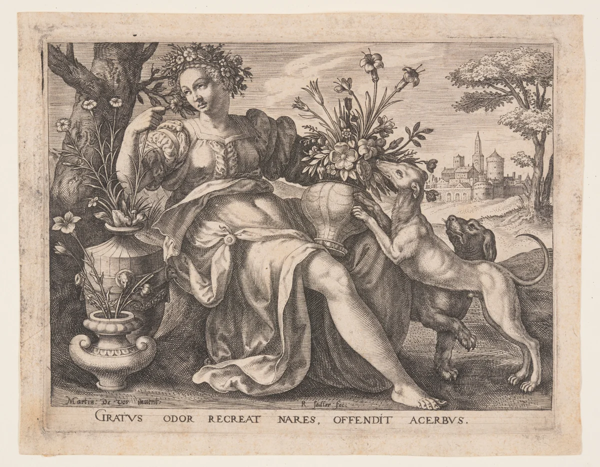 Smell, from The Five Senses by Raphael Sadeler I, print, 1581