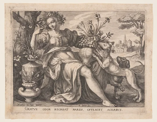 Smell, from The Five Senses by Raphael Sadeler I, print, 1581
