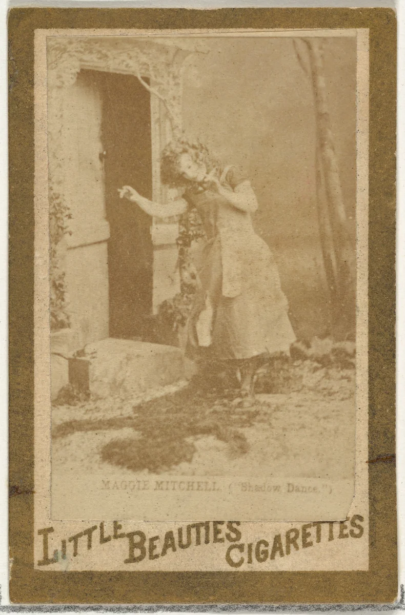 Maggie Mitchell in "Shadow Dance", from the Actresses and Celebrities series (N60, Type 1) promoting Little Beauties Cigarettes for Allen & Ginter brand tobacco products by Allen & Ginter, photograph, 1887