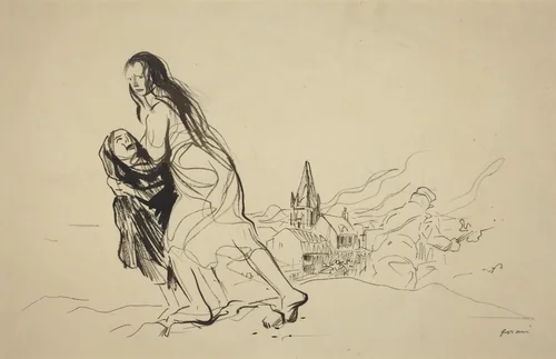 After Douai by Jean-Louis Forain, drawing, 1918