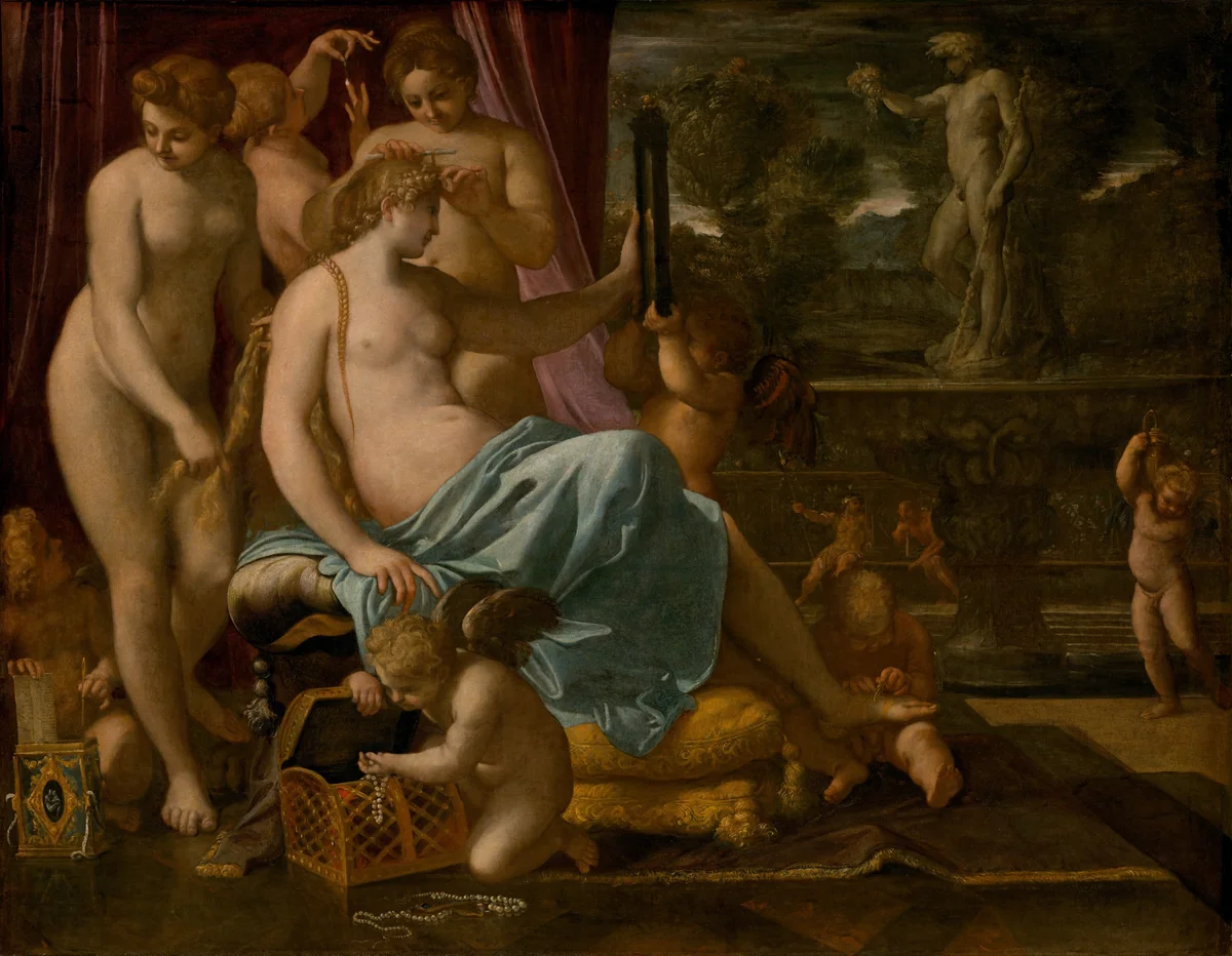 Venus Adorned by the Graces by Annibale Carracci, painting, 1590-1595