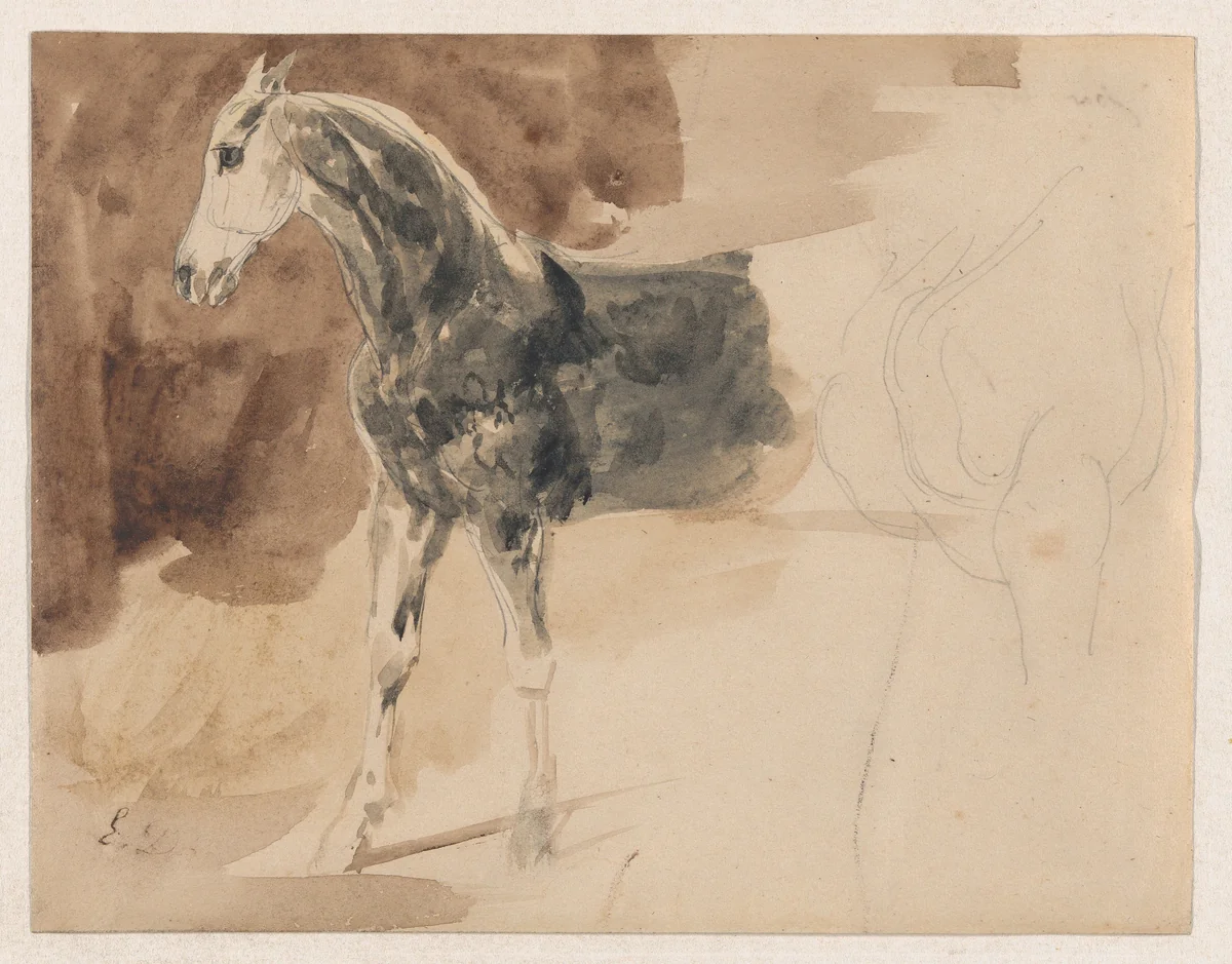 Study of a Horse by Eugène Delacroix, drawing, 1819-1834