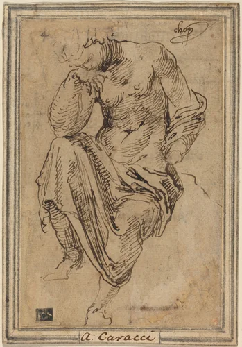Seated Female Figure after the Antique by Baldassare Peruzzi, drawing, 1533