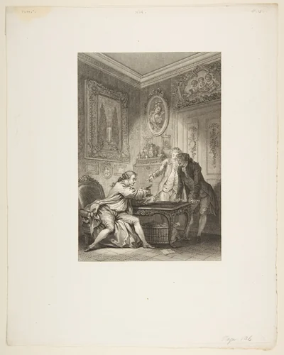 La Coupe Enchantee, from Contes et nouvelles en vers par Jean de La Fontaine. A Paris, de l'imprimerie de P. Didot, l'an III de la République, 1795 by Jean-Baptiste-Michel Dupréel, print, 1795