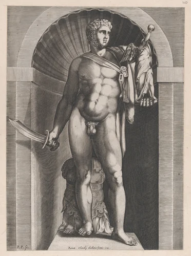 Diomedes with the Palladium in his left hand, from "Speculum Romanae Magnificentiae" by Pieter Perret, print, 1582