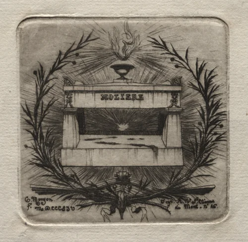 Etchings of Paris: Molière's Tomb in Père Lachaise Cemetery by Charles Meryon, print, 1854