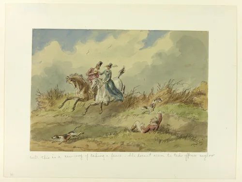 Well, This is a New Way of Taking a Fence-She Doesn't Seem to Take Offence Anyhow by Hablot Knight Browne, painting, 1835-1882