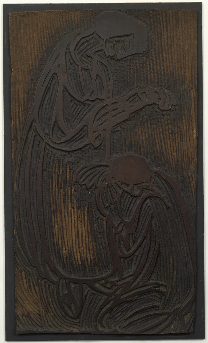 Linoleum block for Benediction (Segen) by Christian Rohlfs, print, 1912