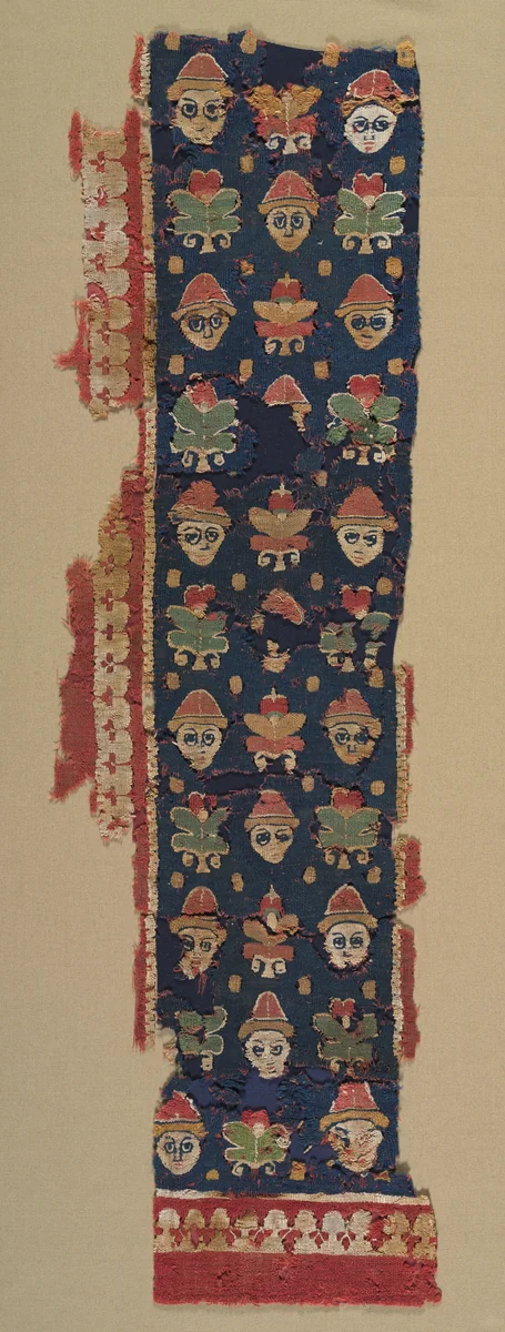 Border of Heads and Palmettes from a Large Hanging by Unknown, textile, 500-599
