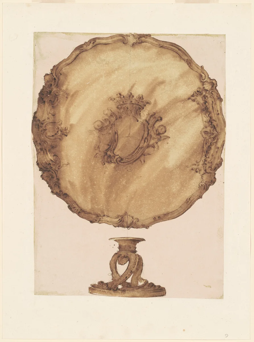 A Salver with Two Bases by Luigi Valadier, drawing, 1755-1760