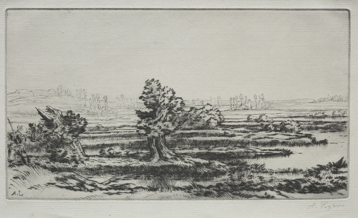 Landscape by Alphonse Legros, print, 1857-1911