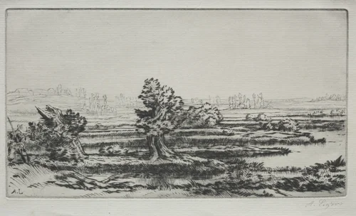 Landscape by Alphonse Legros, print, 1857-1911