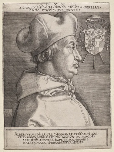 Cardinal Albrecht of Brandenburg - the Large Plate by Albrecht Dürer, print, 1523