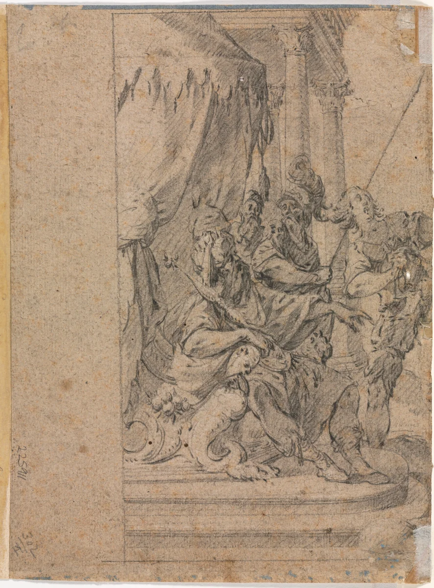 Panthea before Cyrus? (verso) by Michel Dorigny, drawing, 1655-1660