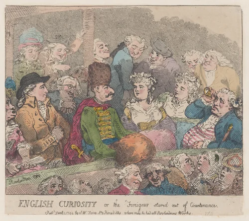 English Curiosity or The Foreigner Stared Out of Countenance by Thomas Rowlandson, print, 1794