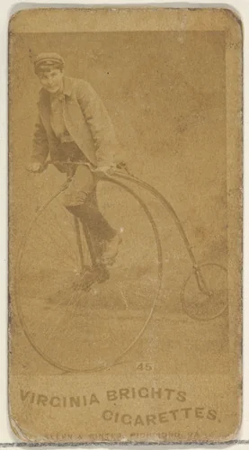 Card 45, from the Girl Cyclists series (N49) for Virginia Brights Cigarettes by Allen & Ginter, photograph, 1887
