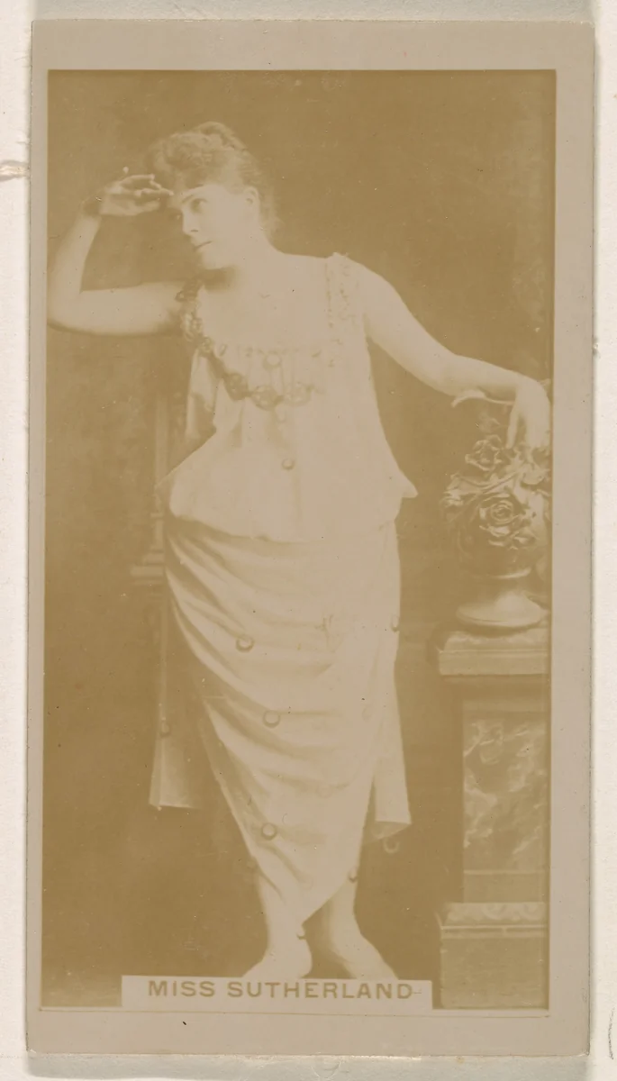 Miss Sutherland, from the Actresses series (N245) issued by Kinney Brothers to promote Sweet Caporal Cigarettes by Kinney Brothers Tobacco Company, photograph, 1890