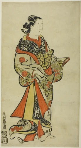 Standing Courtesan by Okumura Masanobu (奥村政信), print, 1710-1719