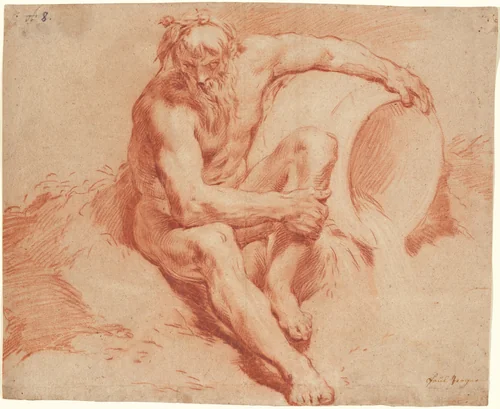 River God by Paul Troger, drawing, 1720