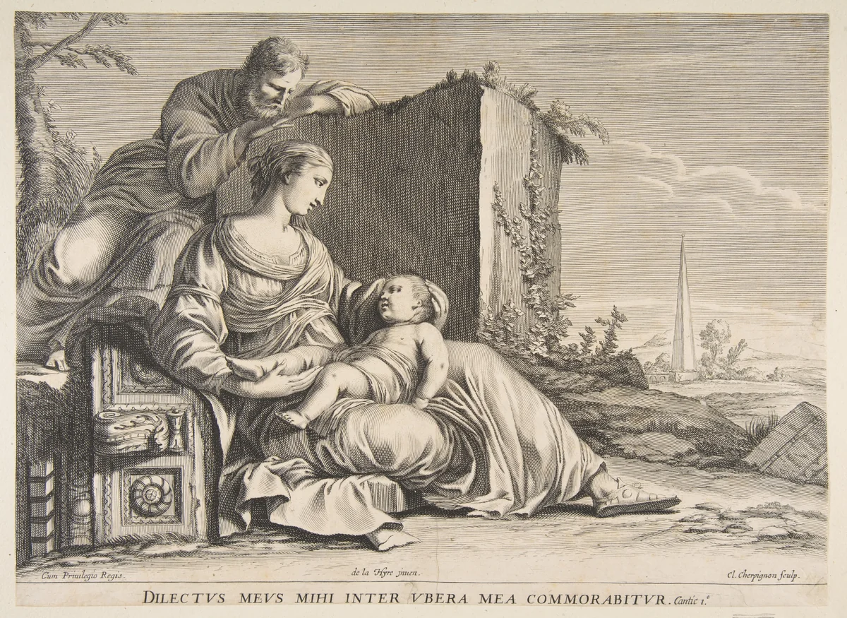 Holy Family by Claude Cherpignon, print, 1620-1953