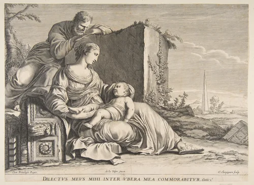 Holy Family by Claude Cherpignon, print, 1620-1953