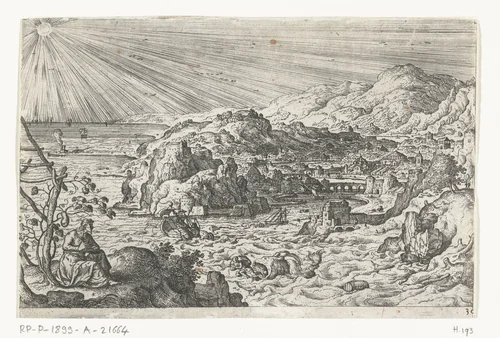 Jona wordt opgeslokt door de vis by anonymous, print, 1550-1650