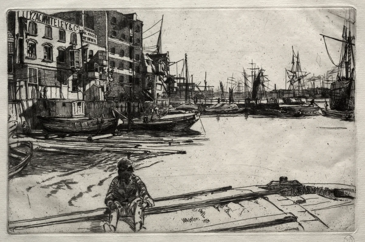 Eagle Wharf by James McNeill Whistler, print, 1859