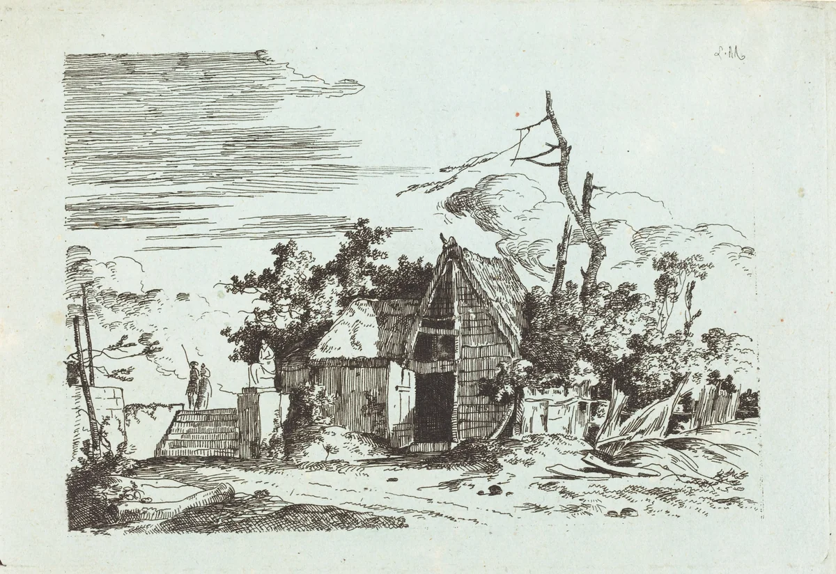 A Rustic Barn by Louis Gabriel Moreau, print, 1780