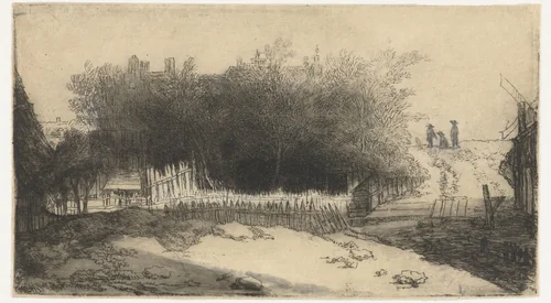 Landschap met een wit hek by Philips Koninck, print, 1659