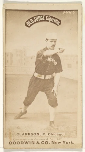 Clarkson, Pitcher, Chicago, from the Old Judge series (N172) for Old Judge Cigarettes by Goodwin & Company, photograph, 1887