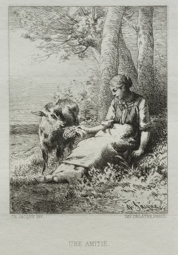 Friendship by Charles-Émile Jacque, print, 1867